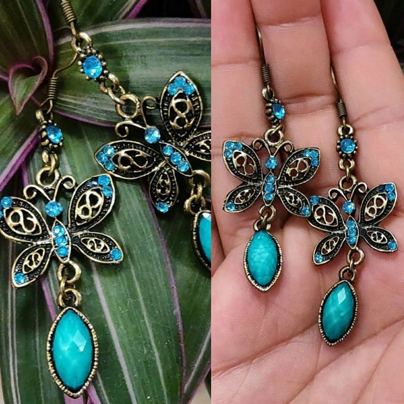 Owl and Butterfly Dangle Earrings - Picture 3 of 3